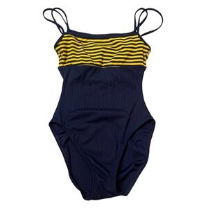 Cole of California One Piece Swimsuit blue yellow Stripes